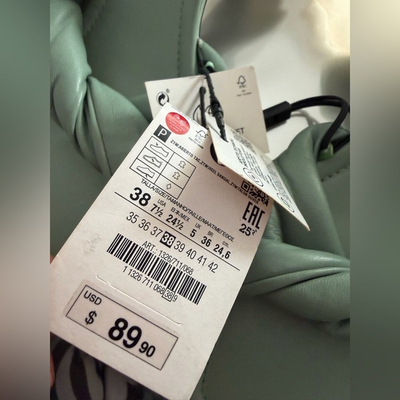 Zara Sage Green Knotted Leather Heels - Picture 6 of 12